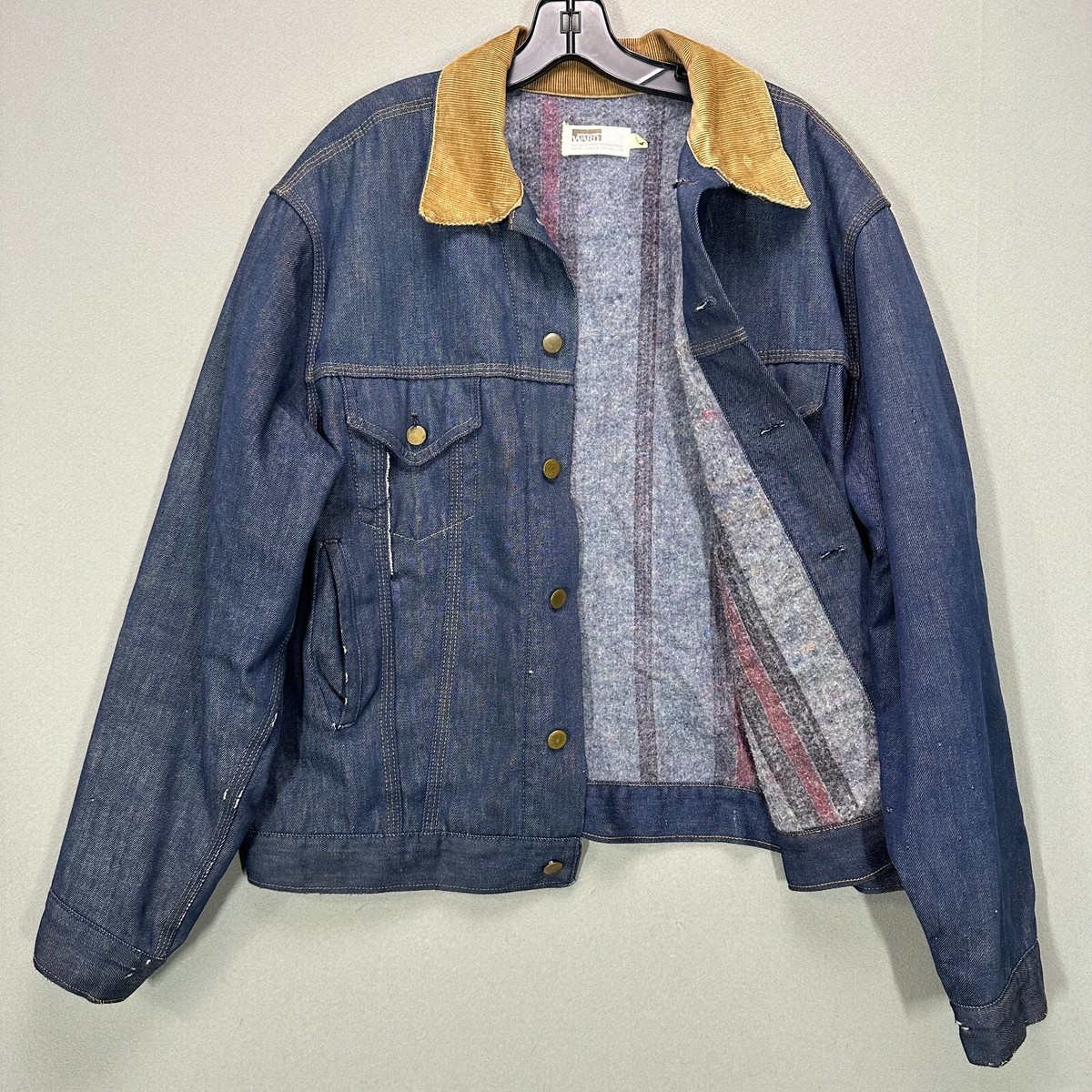Vintage Montgomery Ward Blanket Lined Denim Trucker Jacket Jean 
