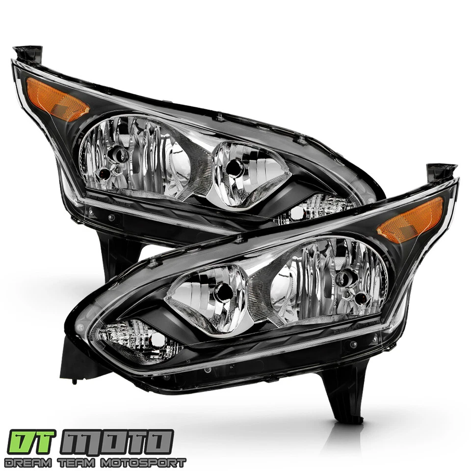 Par de faros delanteros negros izquierda+derecha para Ford Transit Connect 2014-2018 Foto 2 de 4