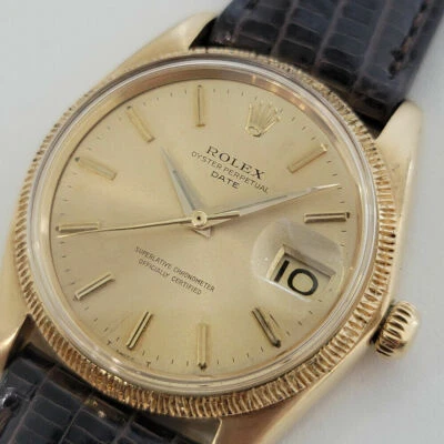 Rolex Oyster Perpetual Date 1503 35mm 60er Herren 18k Massiv Gold Automatik RJC156 - Bild 1 von 4