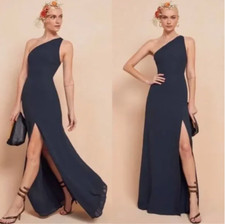 Reformation Evelyn One Shoulder Maxi Dress Gown in Navy