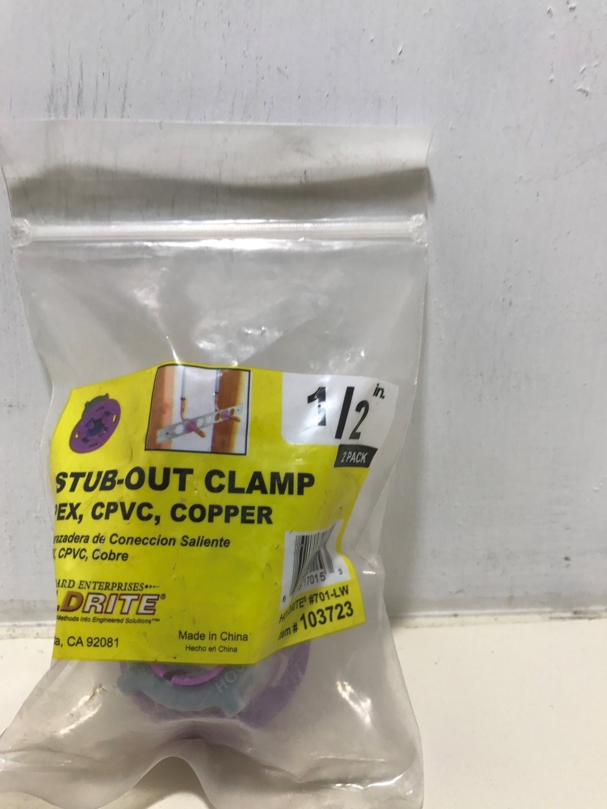 Hold Rite 1/2" Stub-Out Clamp 2 Pk  LOT oF 4 NIB" 103723