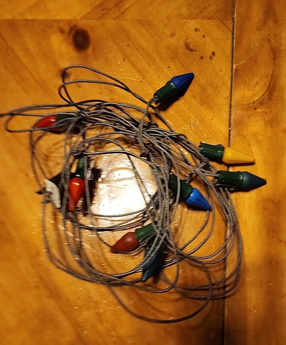 Vintage 11' Metal Braided Wire String C6 Multicolor Christmas Lights 8 ...