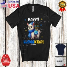 Happy Llamakkah; Lovely Hanukkah Menorah On Llama; Custom Name Family T-Shirt