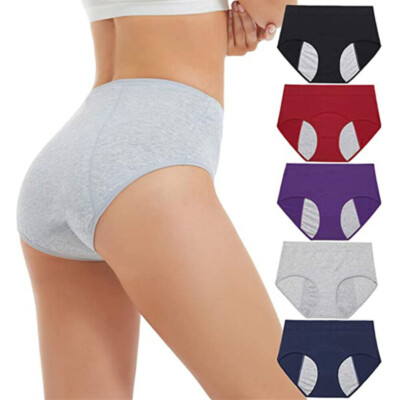 5 Pack Women Cotton Period Underwear Menstrual Period Panties Leak-Proof Briefs
