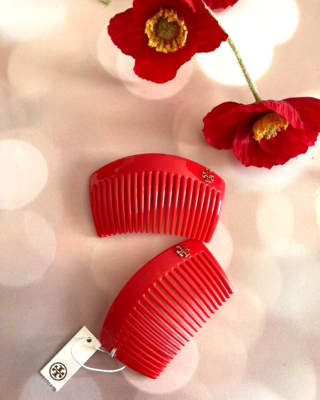 BN TORY BURCH HAIR COMB SET OF 2 Red WITH TORY LOGO | eBay