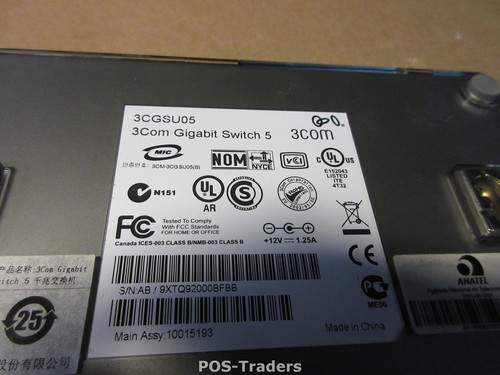 3COM 3CGSU05 Wired 5-Port Full-Duplex GigaBIT Switch 1000Mbps RJ-45 EXCL PSU - Bild 3 von 3