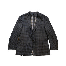 Canali Blazer Mens 46 Blue Black Pure Wool Ke...