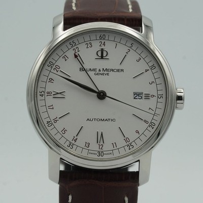 BAUME & MERCIER CLASSIMA GMT AUTOMATIK HERREN UHR 65494 41MM STAHL BM161