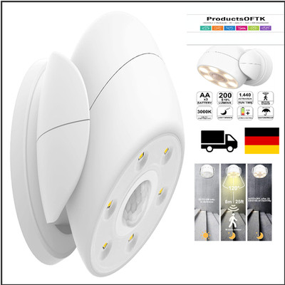 HONWELL Bewegungsmelder LED Strahler Außenleuchte Batteriebetrieben 3AA