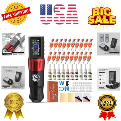 Gun Kit Wireless Tattoo Machine Kit Cordless Tattoo Pen Kit Pen-type Tattoo M...