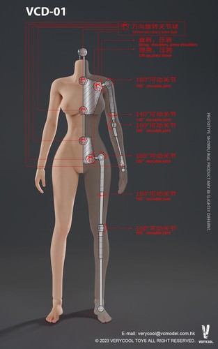 VERYCOOL 1/6 pecho medio estándar universal mujer cuerpo silicona VCD -01ABC - Imagen 16 de 39