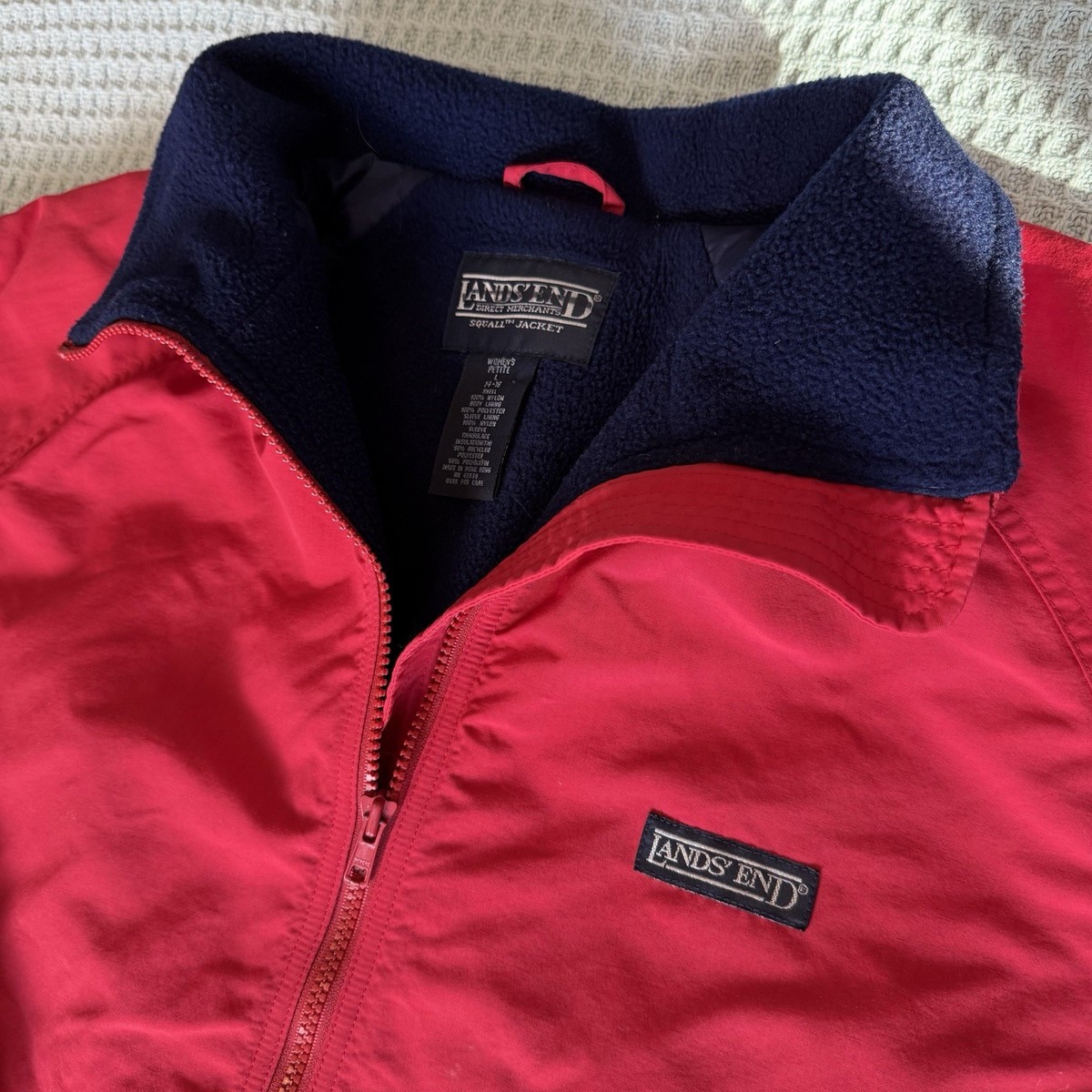 Vintage Lands End Squall Jacket Womens Large Petite Red Winter 