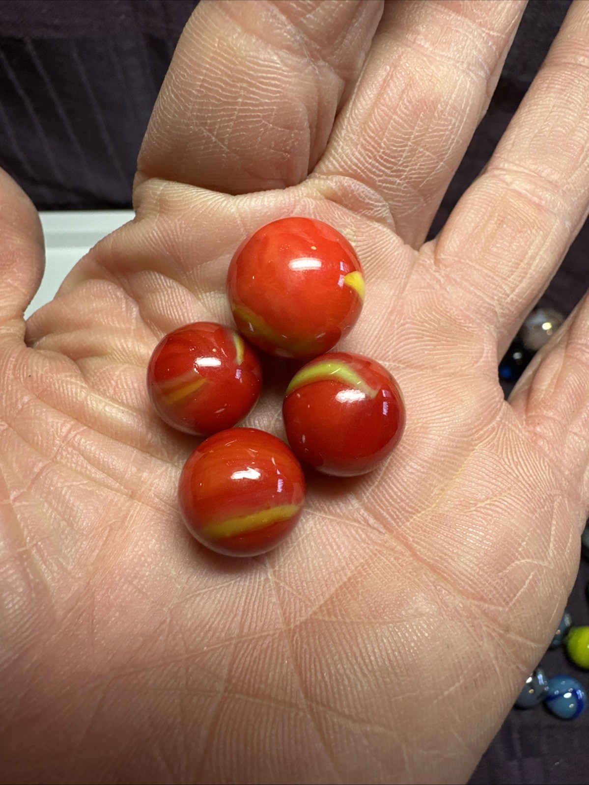 Vintage estate Find Swirl Agate? Colorful iridescent Random Collection marbles 