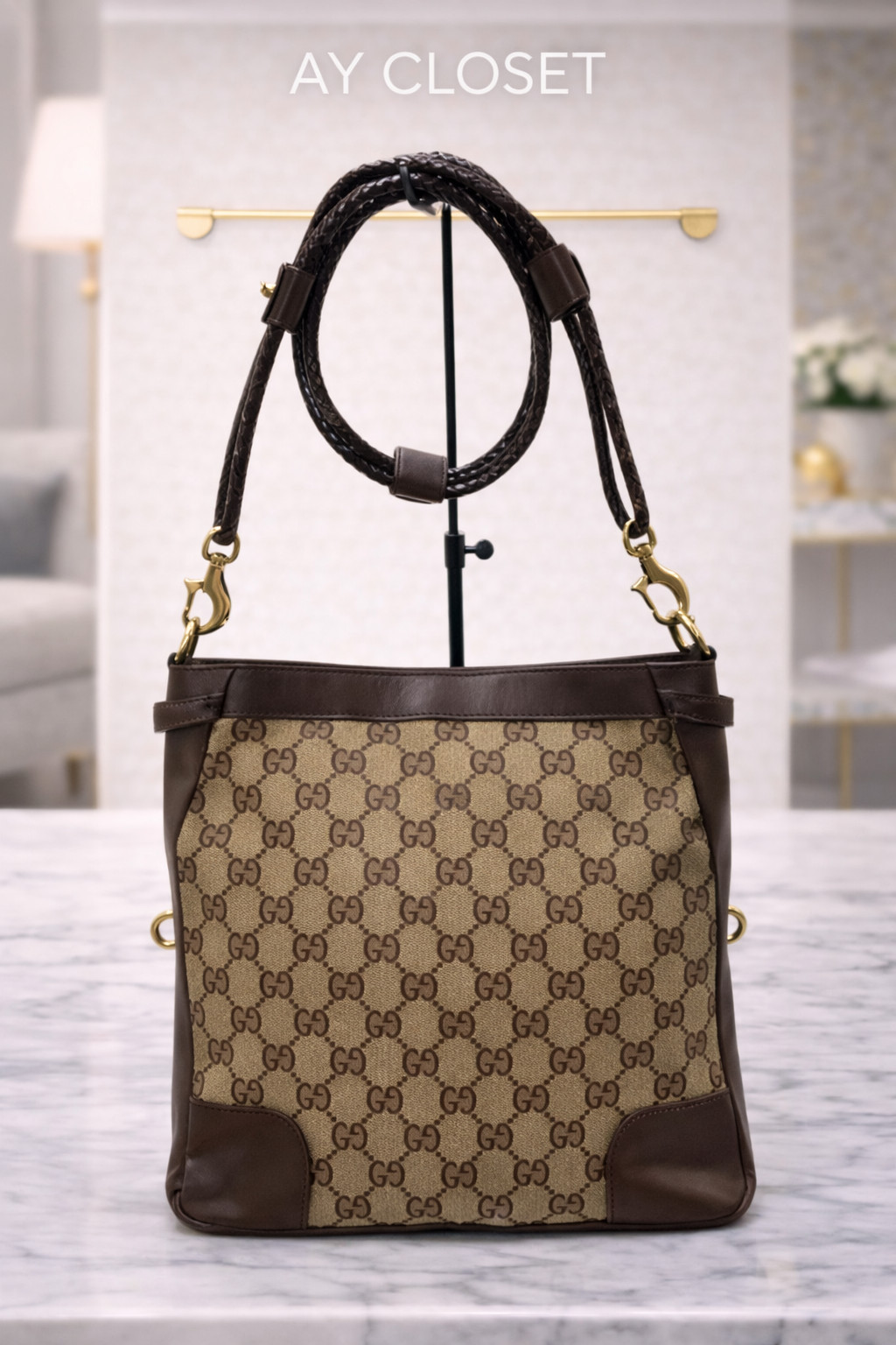 GUCCI GG Borsa a tracolla in tela marrone monogramma 109106