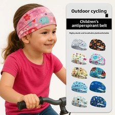 Kids Sports Headband Breathable Sweat Absorbing Cycling Headband Widened Cartoon