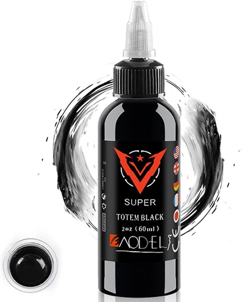 DLD All Purpose Tattoo Ink Pure Black Permanent Tribal Liner Outlining. 60ml