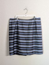 Talbots Pure Silk Blue Striped Skirt Plus Sz 18W Office Career Corporate Church