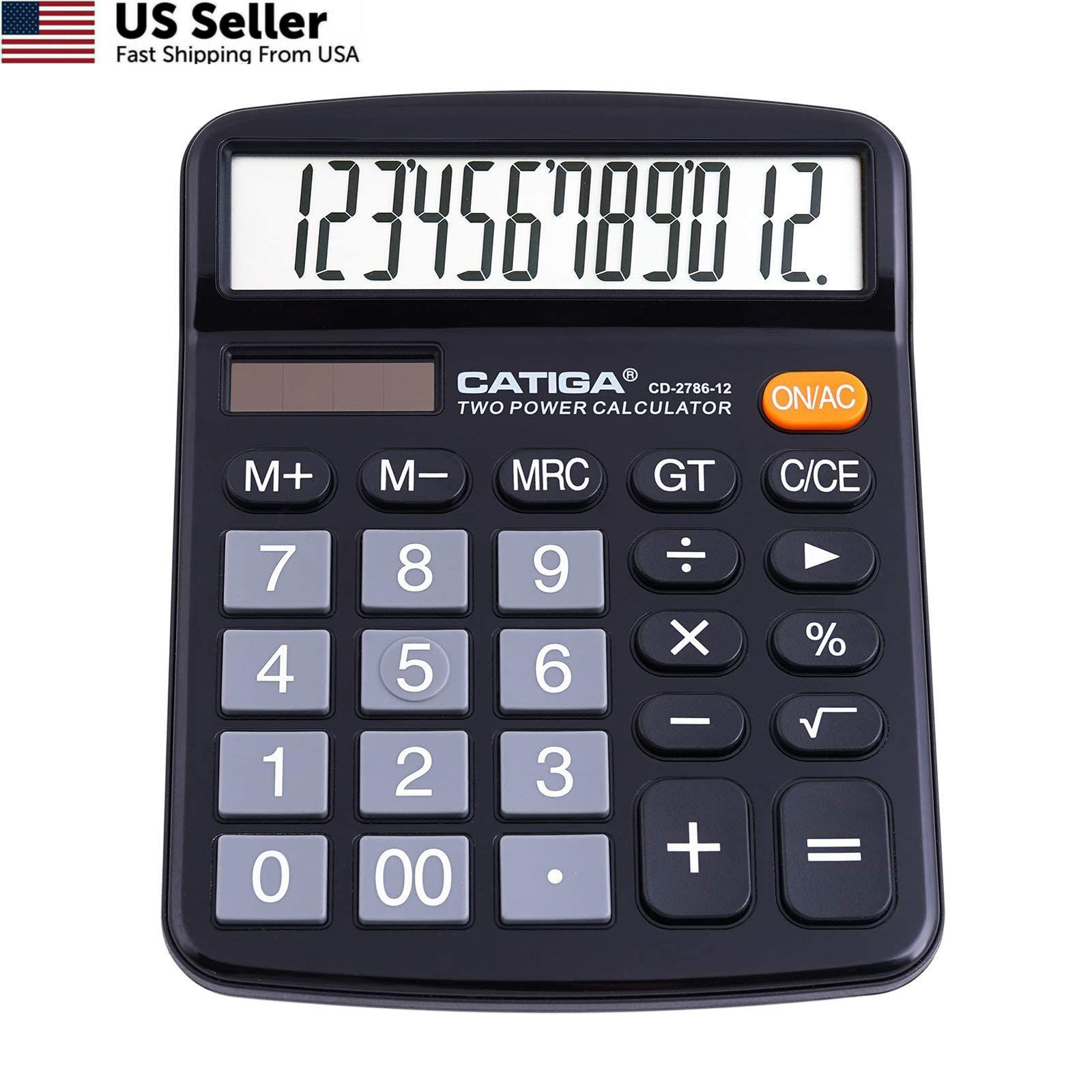 CATIGA 12 Digit Desk Calculator, Desktop Calculators with Large zzzz-s, Black