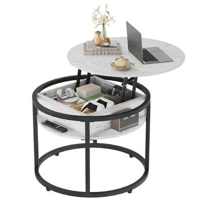 Rustic Wooden Coffee Table with Storage Lift Up Top Coffee Table for Living Room - Image 1 of 4