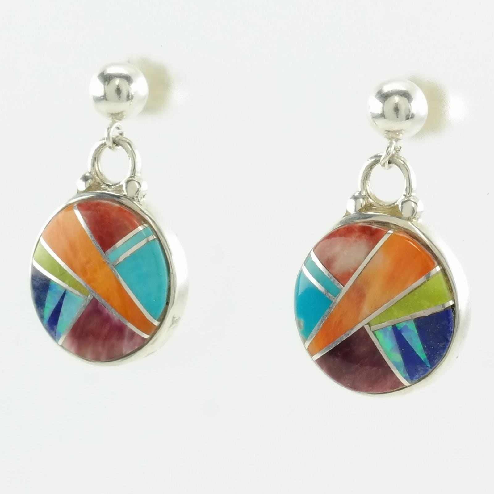 Ferris Multi Gemstone Inlay Stud Dangle Sterling … - image 1