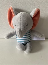 Carters Striped Elephant Plush Small Lovey Rattle Stuffed Animal Baby Toy Cute