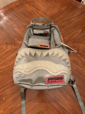 SPRAYGROUND Oliver Green and Neon Orange Backpack Futuristic