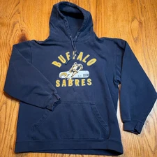 Old Time Sports Buffalo Sabres Hoodie Men's Medium Hockey Blue Distress