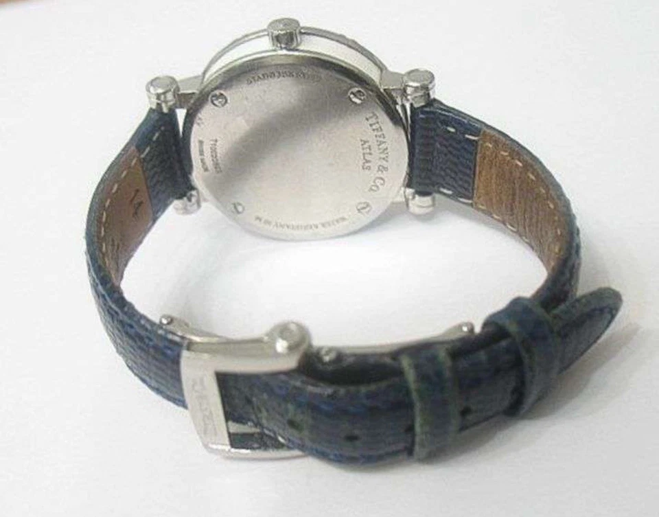 RELOJ TIFFANY & CO. DAMAS ATLAS FECHA SOLO CON CORREA DE GRANO DE LAGARTO AZUL MARINO Foto 2 de 3