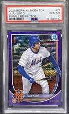 2025 Bowman Chrome JUAN SOTO #22 Mega Box Mojo Purple Refractor /250 PSA 10 GEM