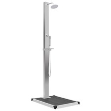 Outdoor Shower with Tray WPC Stainless Steel Panel with Base Brown/Grey vidaXL