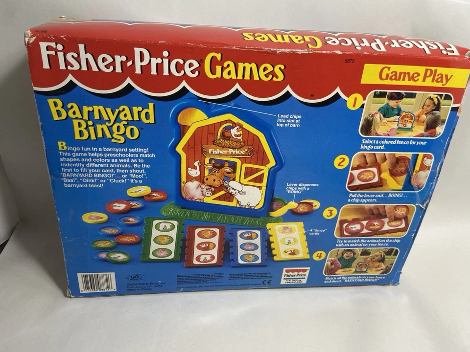 Raro Fisher Price Barnyard Bingo 1994 Barn Token Caller juguete de colección coleccionable Foto 4 de 4