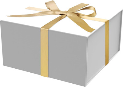 Caja Regalo 8x8x4 Pulg Blanca Lujo Tapa Magnética Plegable Dama Honor Novia