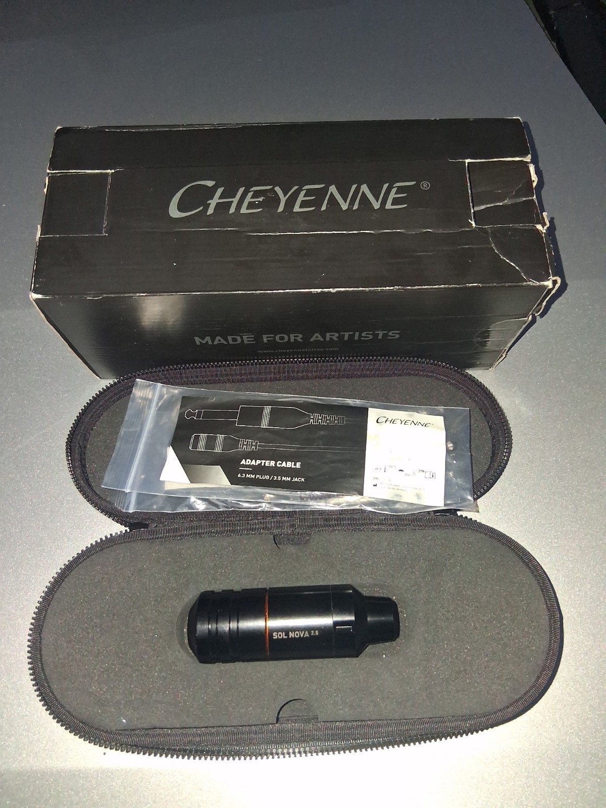 Cheyenne Sol Nova 2.5 Adjustable Black Tattoo Pen w/ Adapter Cable Case Box - second product detail image