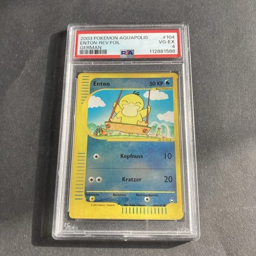 104/147 Psyduck - Enton Reverse Holo PSA4 German Near Mint Pokemon AQUAPOLIS