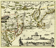 Historic State Map - New England Original Colonies - 1673 - Vintage Wall Art