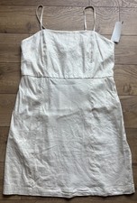 H Halston Linen Blend Straps Jvory Dress Size 14 $139
