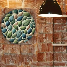 Spring Leaf Pattern Aluminum Foil Carved Wall Art Oil Painting Texture