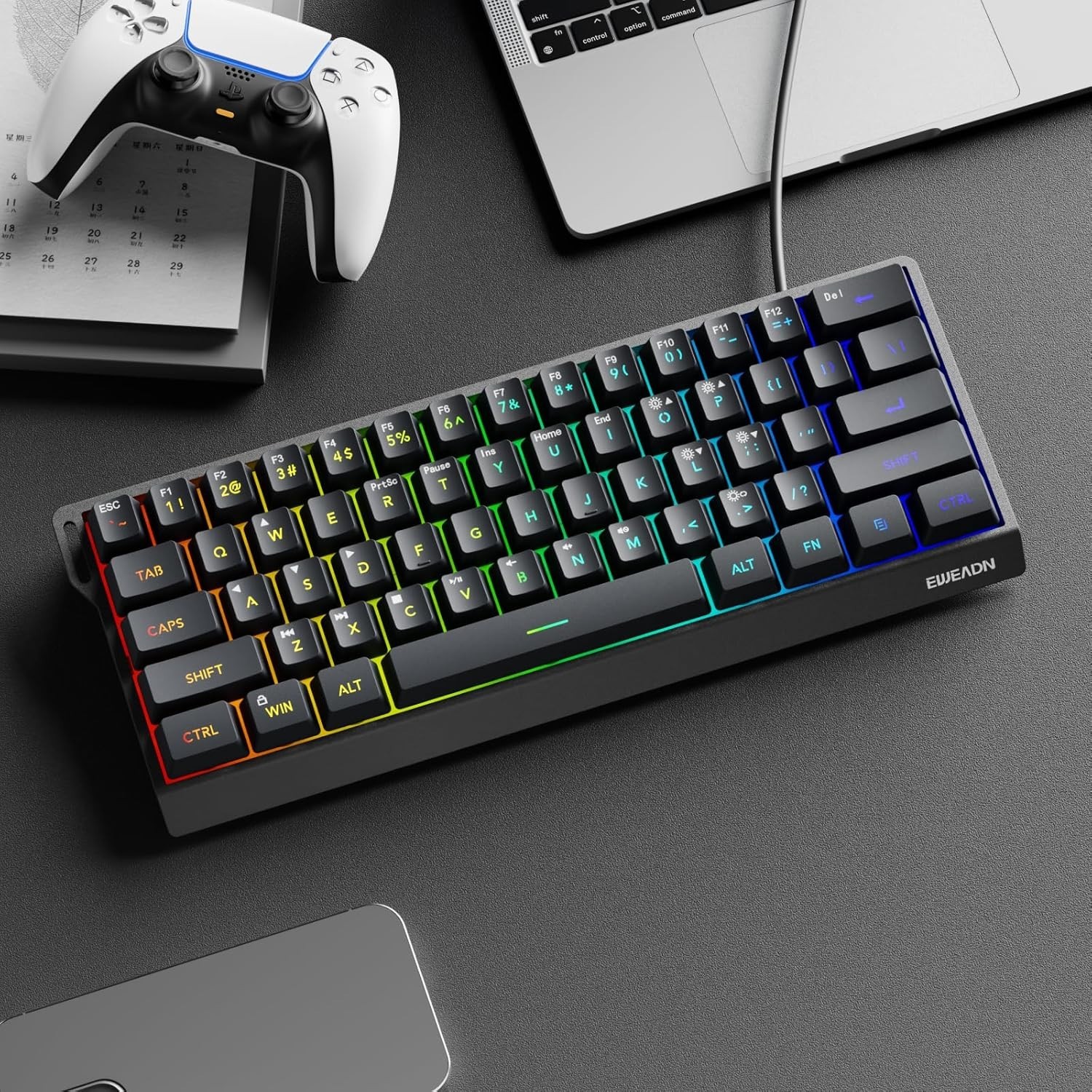 Teclado Mecanico 60 Percent Keyboard Mechanical with Backlit Keycaps Mac/Windows