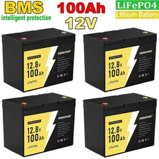 Lot 12V 100Ah LiFePO4 Lithium Battery BMS 5000+ for RV Marine Solar Off-grid