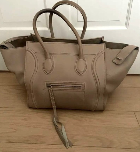 Celine Luggage Phantom Taupe Greige Leather Handbag Tote Authentic w/ Dust Bag