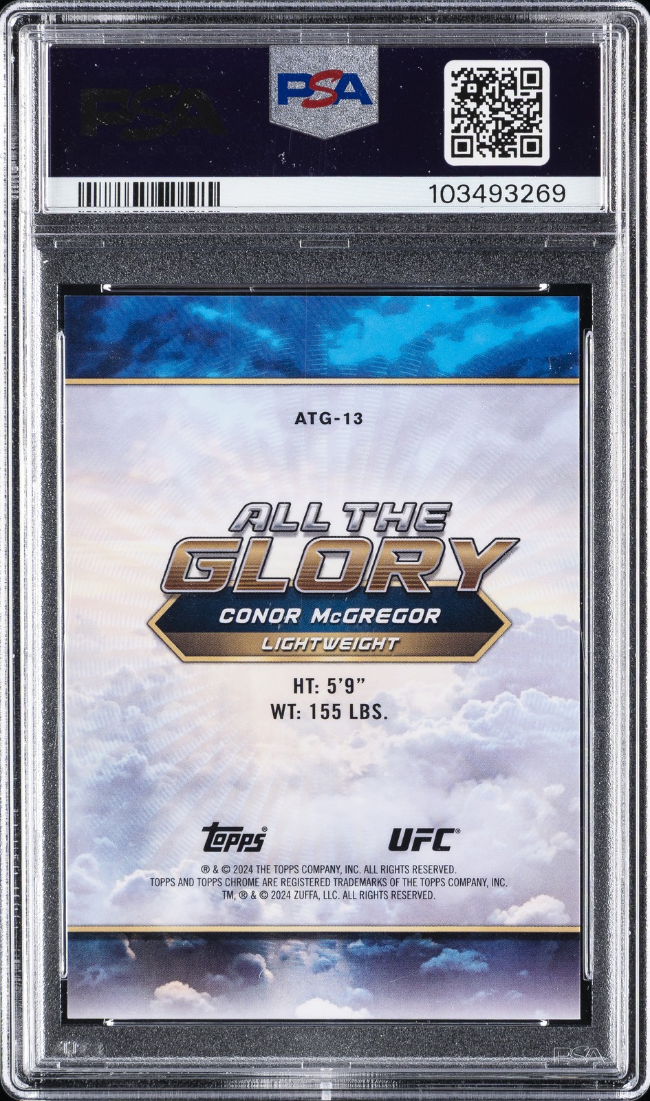 2024 TOPPS CHROME UFC ALL THE GLORY #ATG13 CONOR MCGREGOR PSA 10 view 2