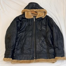 Vintage Authentic Black 100% Leather Vilanto Retro Shearling Biker Bomber Jacket