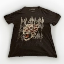 Def Leppard Men's L T-shirt Hard Rock Music Band Tour Graphic Print Black Tee