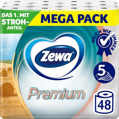 Zewa Premium Toilettenpapier 5-Lagig Riesenpackung 6 Pack (Je 8 RollenX110 Blatt