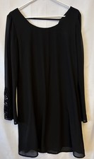 Women’s Speechless Black Sheer Mini Dress L Sleeve Lace Cuff L Whimsagoth Fairy
