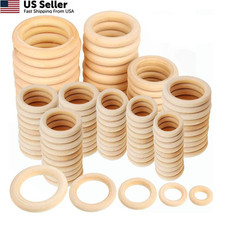 100 Pcs 5 Sizes Natural Wood Rings for Macrame DIY Jewelry Making FROM USA