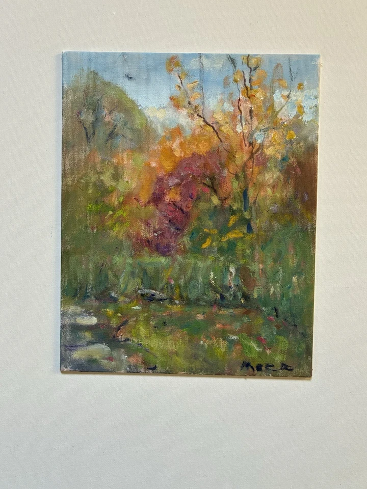 Arte Original Otoño Paisaje Árboles Plein Air Hudson Valley NY 8x10 O/C Panel Foto 2 de 4