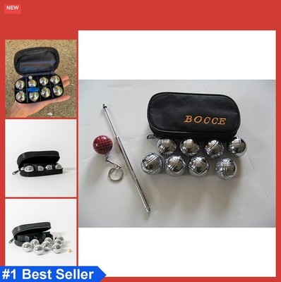 Metal Bocce Set 8 Balls 35mm Portable Black Bag Included Outdoor Game