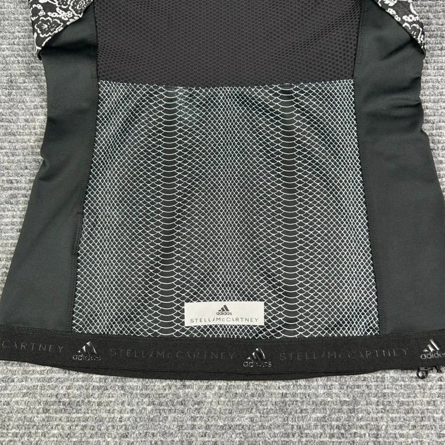 Adidas Stella McCartney Womens Medium Cycling Jersey Black Grey Floral Shirt Top - Image 4 of 4