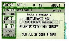 Beatlemania Now 7/26/09 Atlantic City NJ Palace Theater Ticket Stub The Beatles